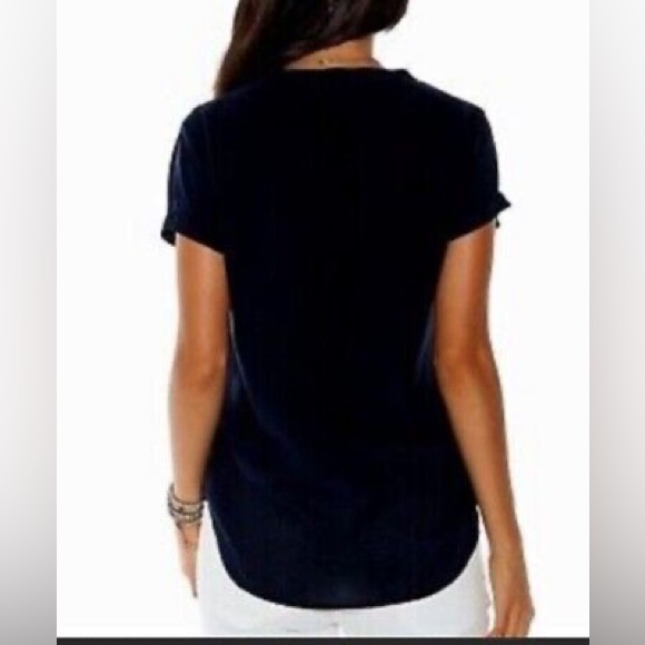 Anthropologie Cloth & Stone V Neck Short Sleeve Rayon pullover blouse Small - Picture 14 of 14